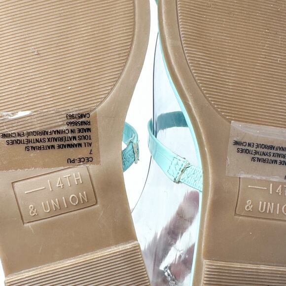 NEW 14th & Union Cece Blue Chill Croco Flat Slide Toe Thong Sandals, NEW Size 7 - Picture 12 of 14